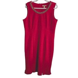 Maya Brooke Red dress size 12 beaded collar sleeveless